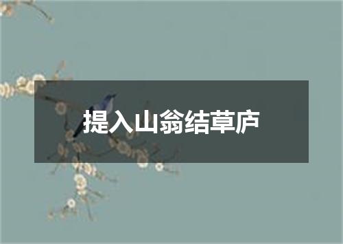 提入山翁结草庐