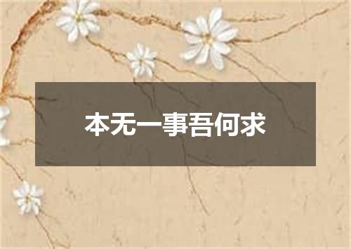 本无一事吾何求