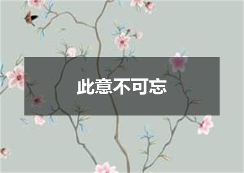 此意不可忘