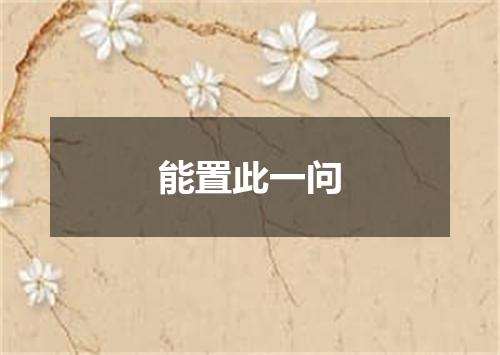 能置此一问