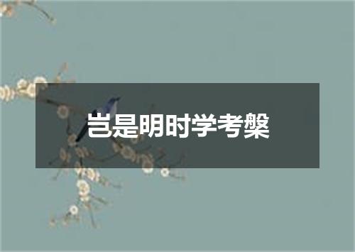 岂是明时学考槃