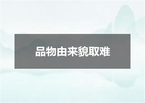 品物由来貌取难