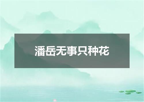 潘岳无事只种花