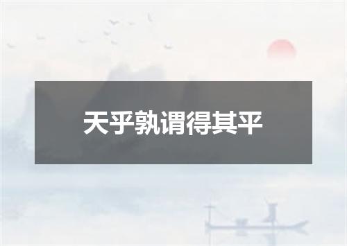 天乎孰谓得其平