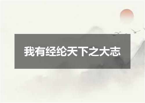 我有经纶天下之大志