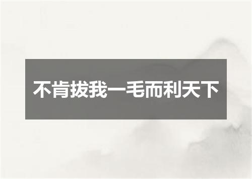 不肯拔我一毛而利天下