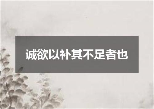 诚欲以补其不足者也