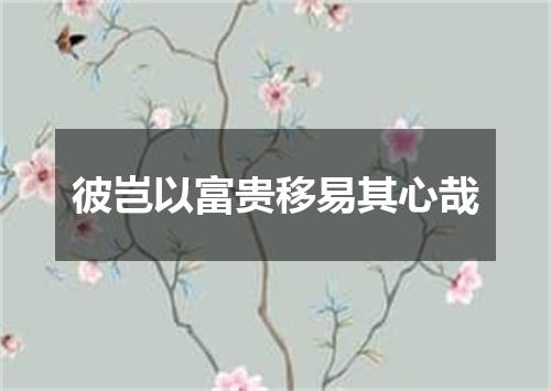 彼岂以富贵移易其心哉