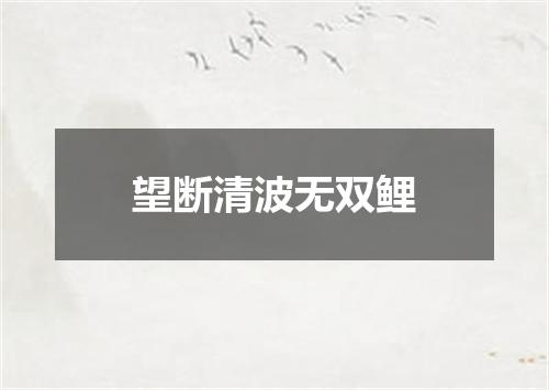 望断清波无双鲤