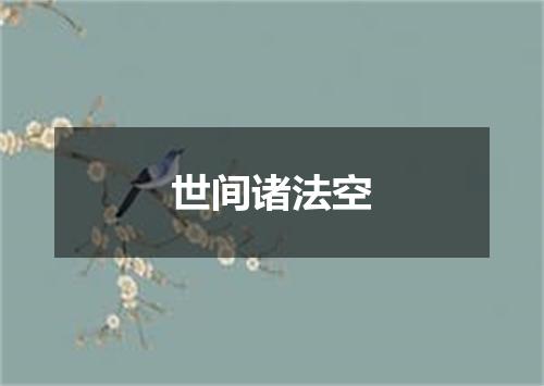 世间诸法空