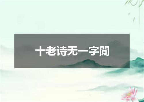 十老诗无一字閒