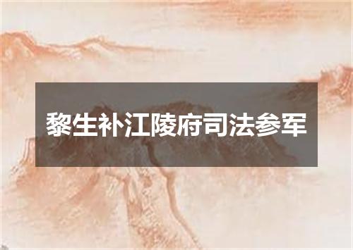 黎生补江陵府司法参军