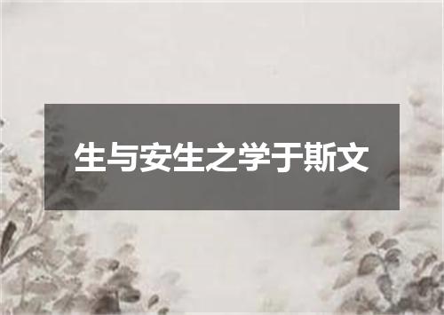 生与安生之学于斯文