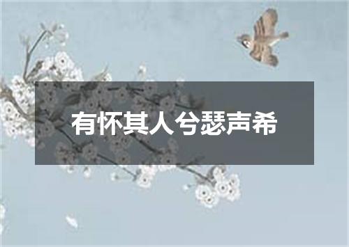 有怀其人兮瑟声希
