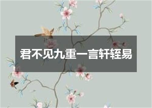 君不见九重一言轩轾易