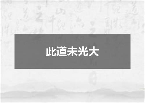此道未光大