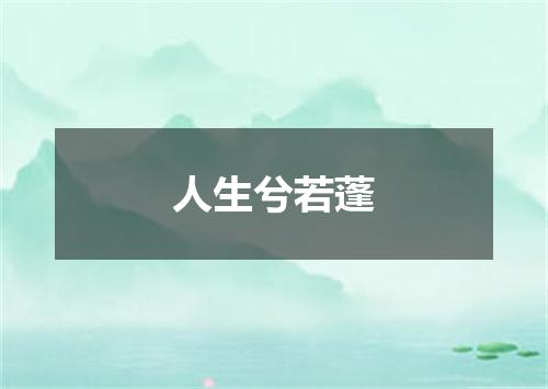 人生兮若蓬