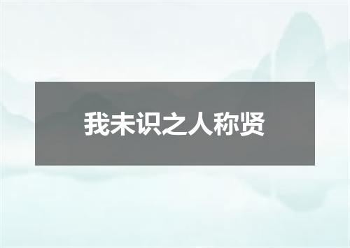 我未识之人称贤