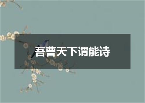 吾曹天下谓能诗