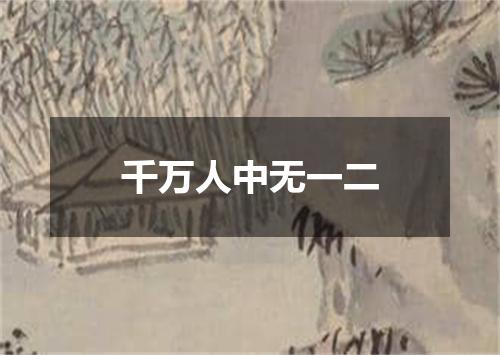 千万人中无一二