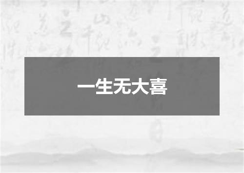 一生无大喜