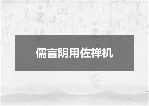 儒言阴用佐禅机