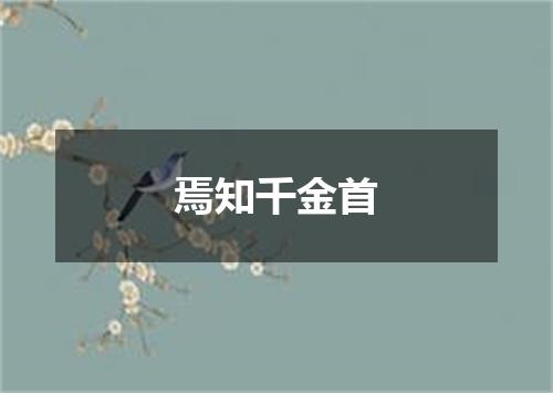 焉知千金首
