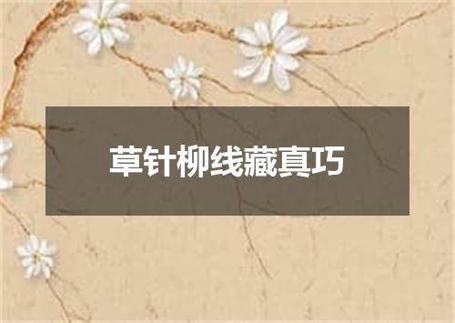 草针柳线藏真巧