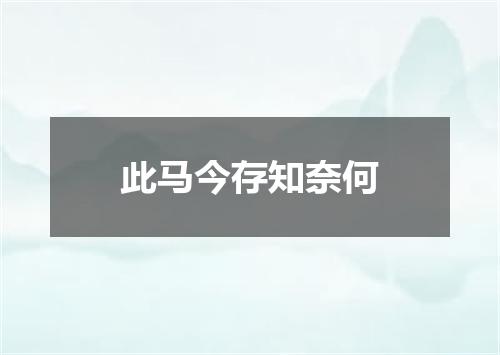 此马今存知奈何