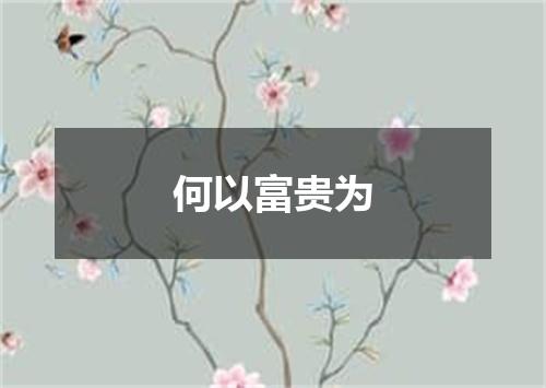 何以富贵为