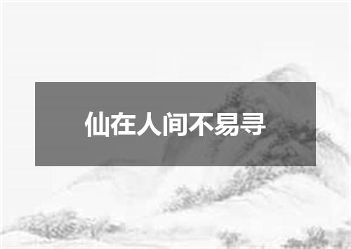 仙在人间不易寻