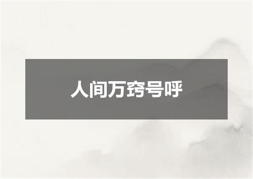 人间万窍号呼