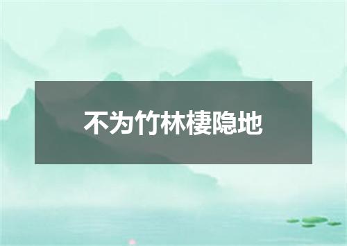 不为竹林棲隐地