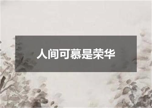 人间可慕是荣华