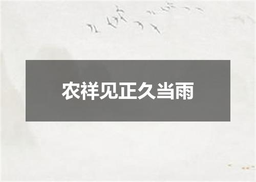 农祥见正久当雨