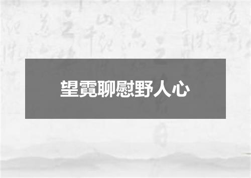 望霓聊慰野人心