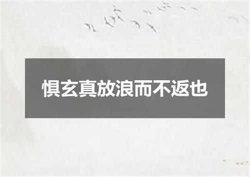 惧玄真放浪而不返也