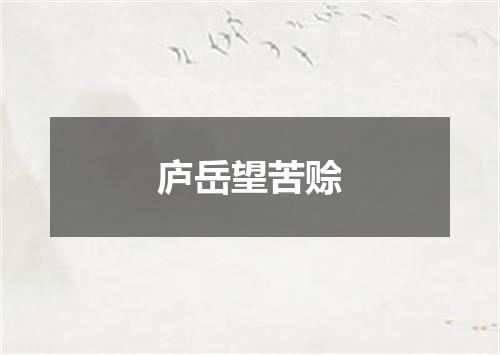 庐岳望苦赊