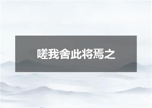 嗟我舍此将焉之