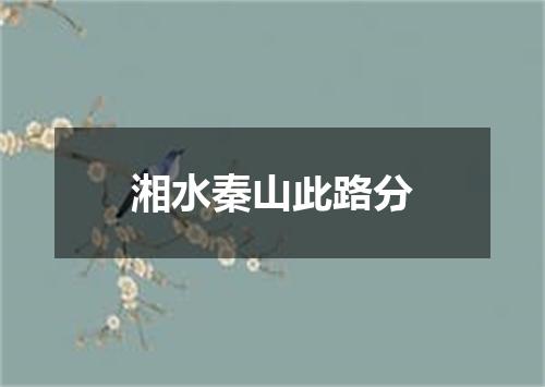 湘水秦山此路分