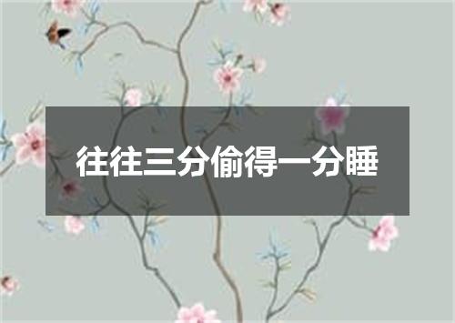 往往三分偷得一分睡