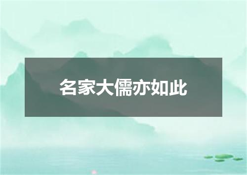 名家大儒亦如此