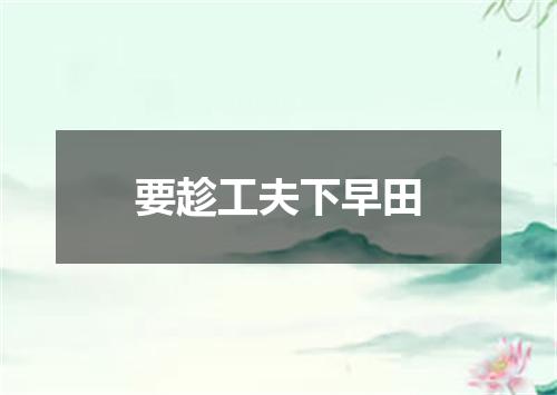 要趁工夫下早田
