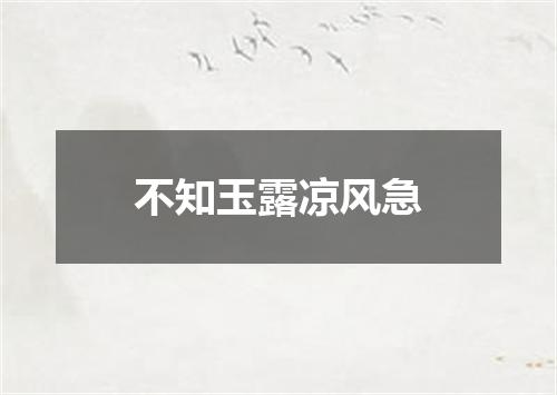 不知玉露凉风急