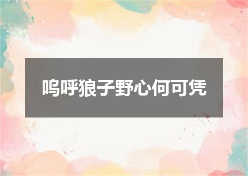 呜呼狼子野心何可凭