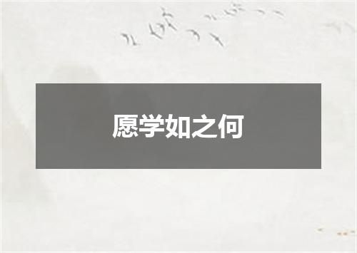 愿学如之何