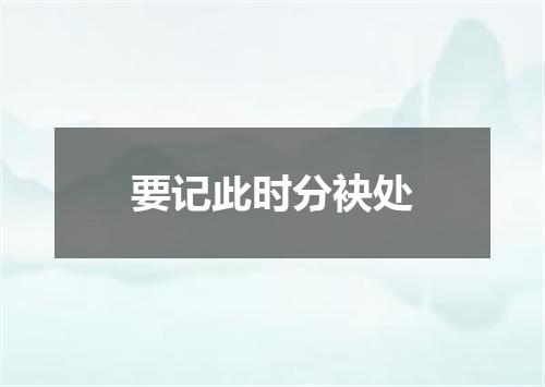 要记此时分袂处