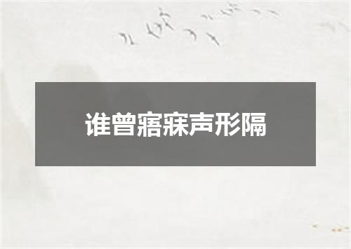 谁曾寤寐声形隔