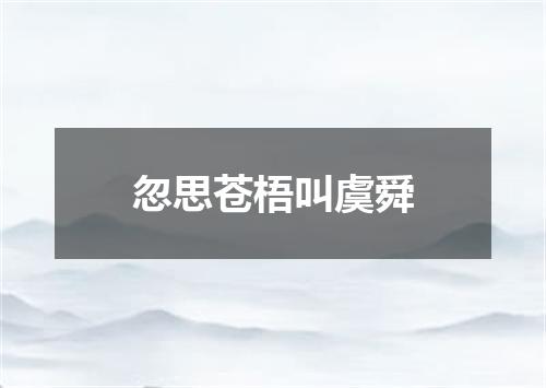 忽思苍梧叫虞舜
