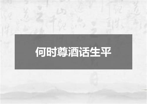 何时尊酒话生平
